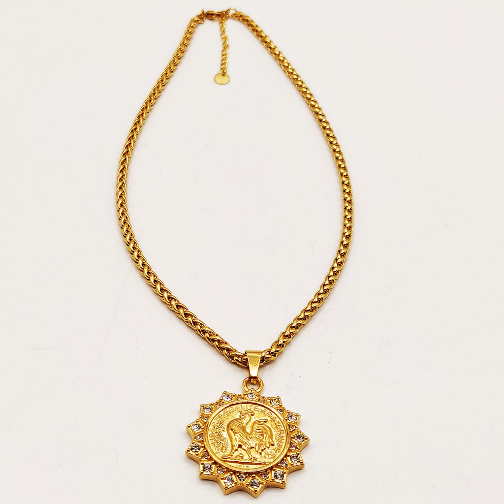 Collier Torsade Louise Coq Soleil Cristaux Luxe
