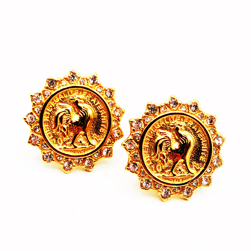 Boucles d'oreilles Torsade Louise Coq Soleil Cristaux Luxe