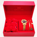 Coffret Cadeau Montre Giorgio & Dario EU6509 Fond Bleu avec Bracelet Double Fatma et Coeurs et Roses Rouges