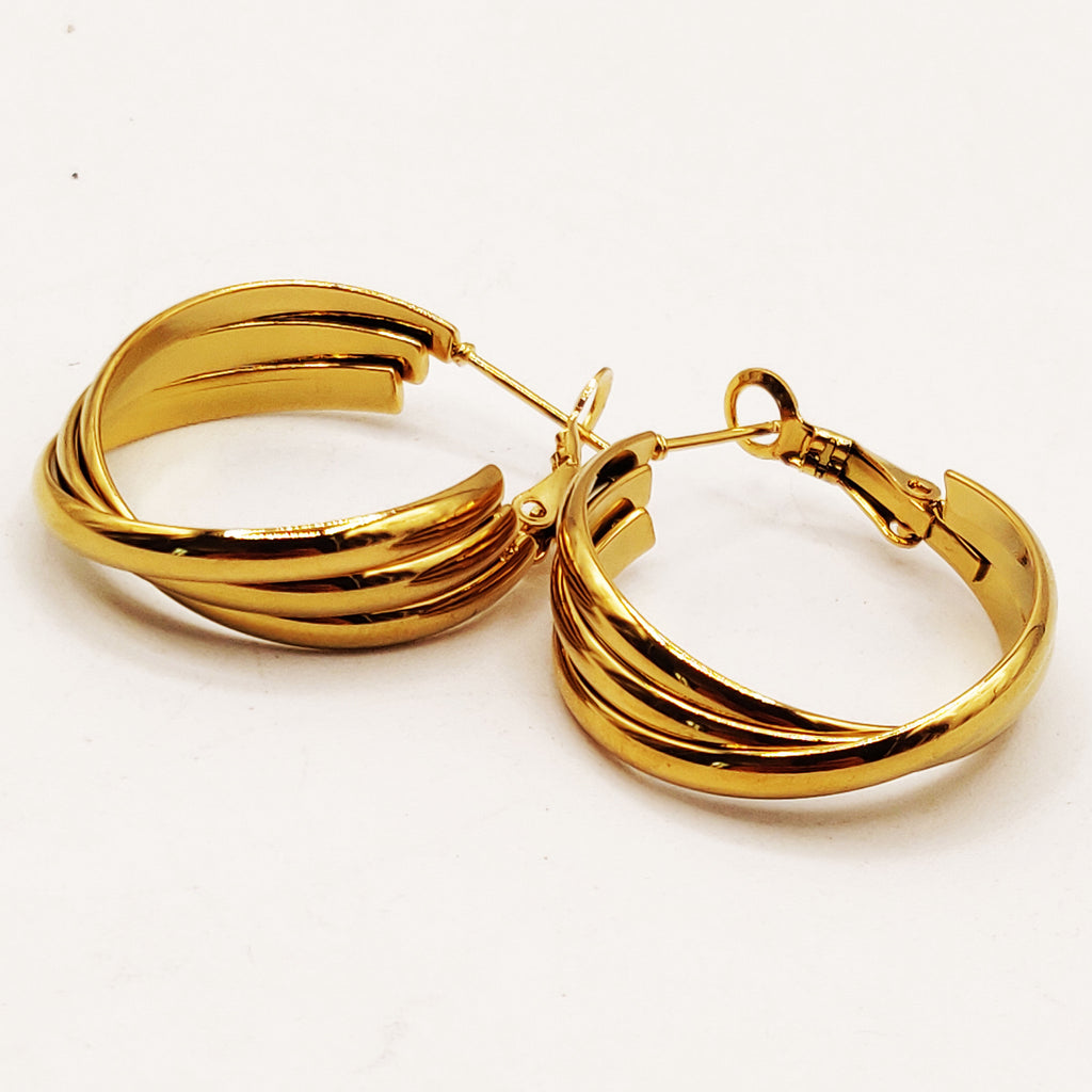 Boucles d'oreilles Créoles Triple Lignes Emmêlées