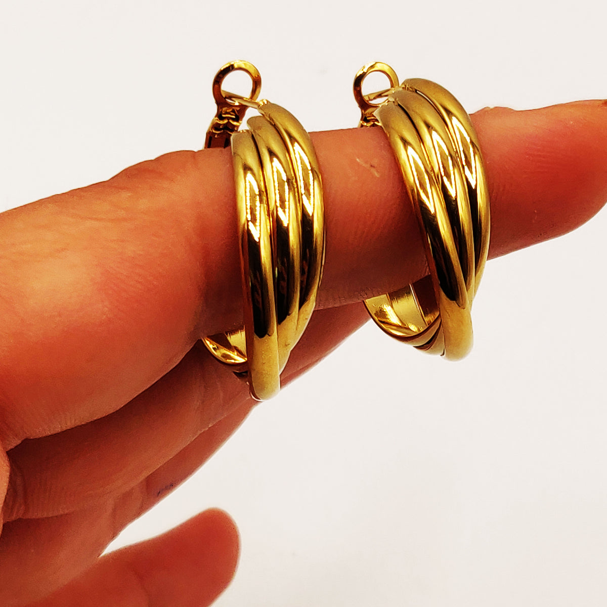Boucles d'oreilles Créoles Triple Lignes Emmêlées