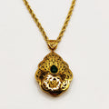 Collier Torsade Rosace Orientale Pierre Verte