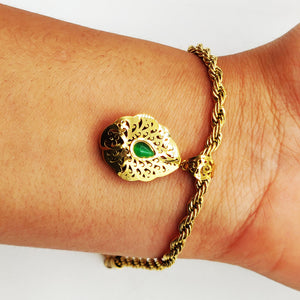 Bracelet Torsade Rosace Orientale Pierre Verte