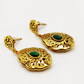 Boucles d'oreilles Torsade Rosace Orientale Pierre Verte