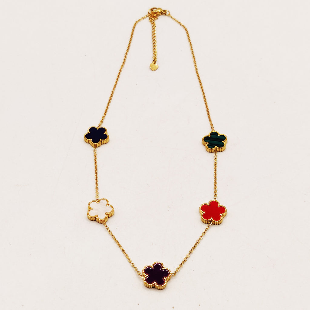 Collier Marguerites Tour Perles d'imitation Multicolores Luxe