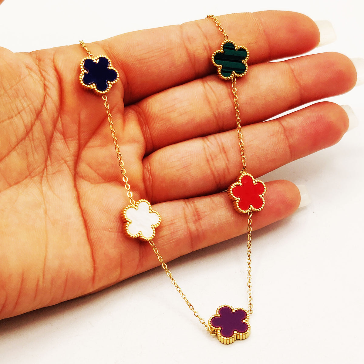 Collier Marguerites Tour Perles d'imitation Multicolores Luxe
