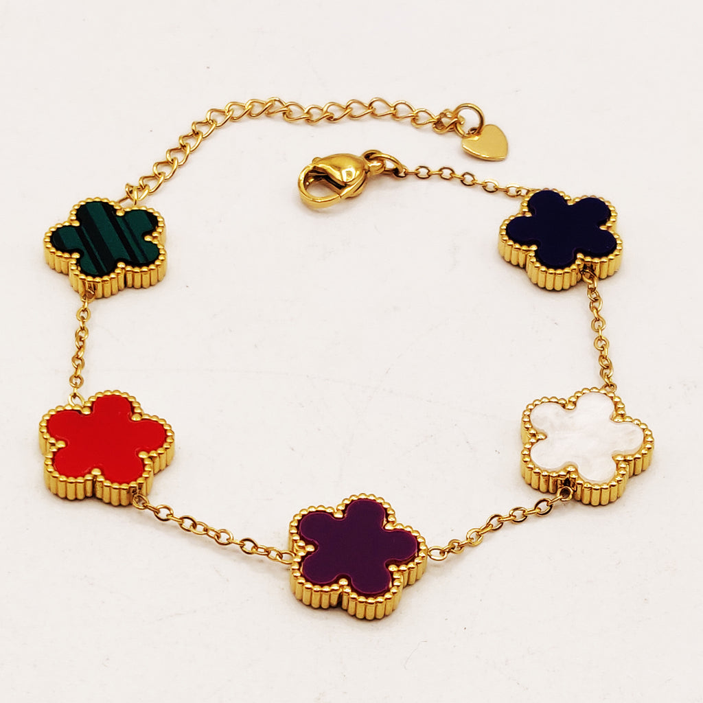 Bracelet Marguerites Tour Perles d'imitation Multicolores Luxe