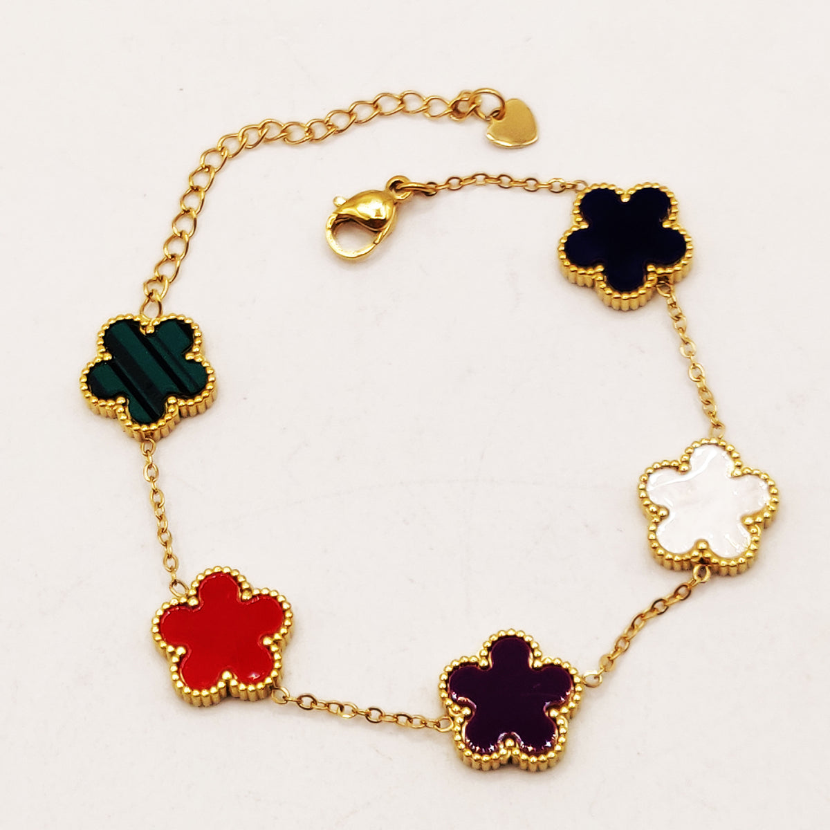 Bracelet Marguerites Tour Perles d'imitation Multicolores Luxe