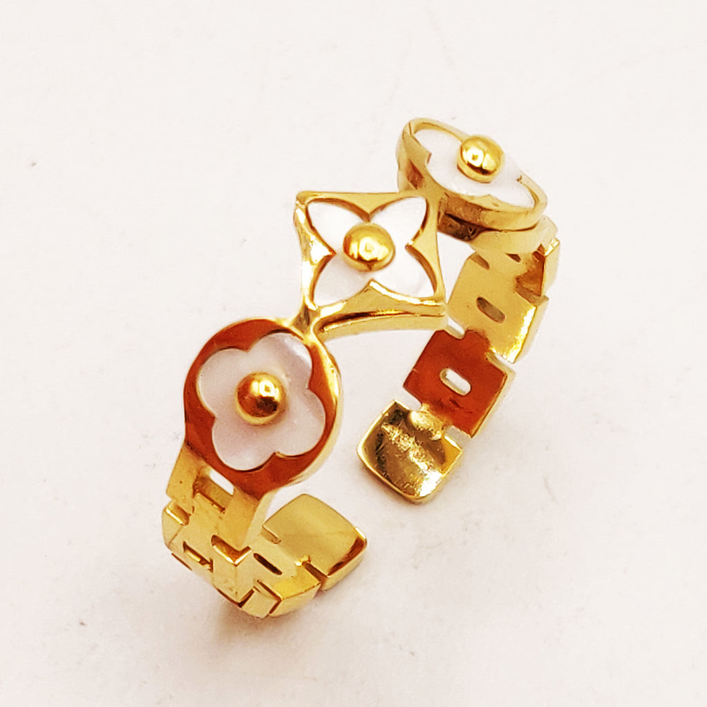 Bague Trèfles et Étoiles Blanches Luxe