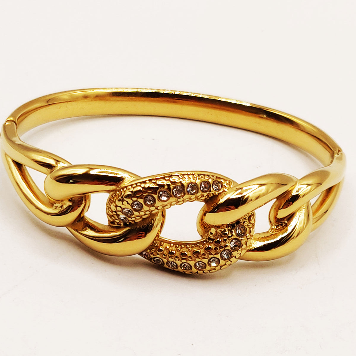Bracelet Rigide Chaîne Maillon Cristaux Luxe