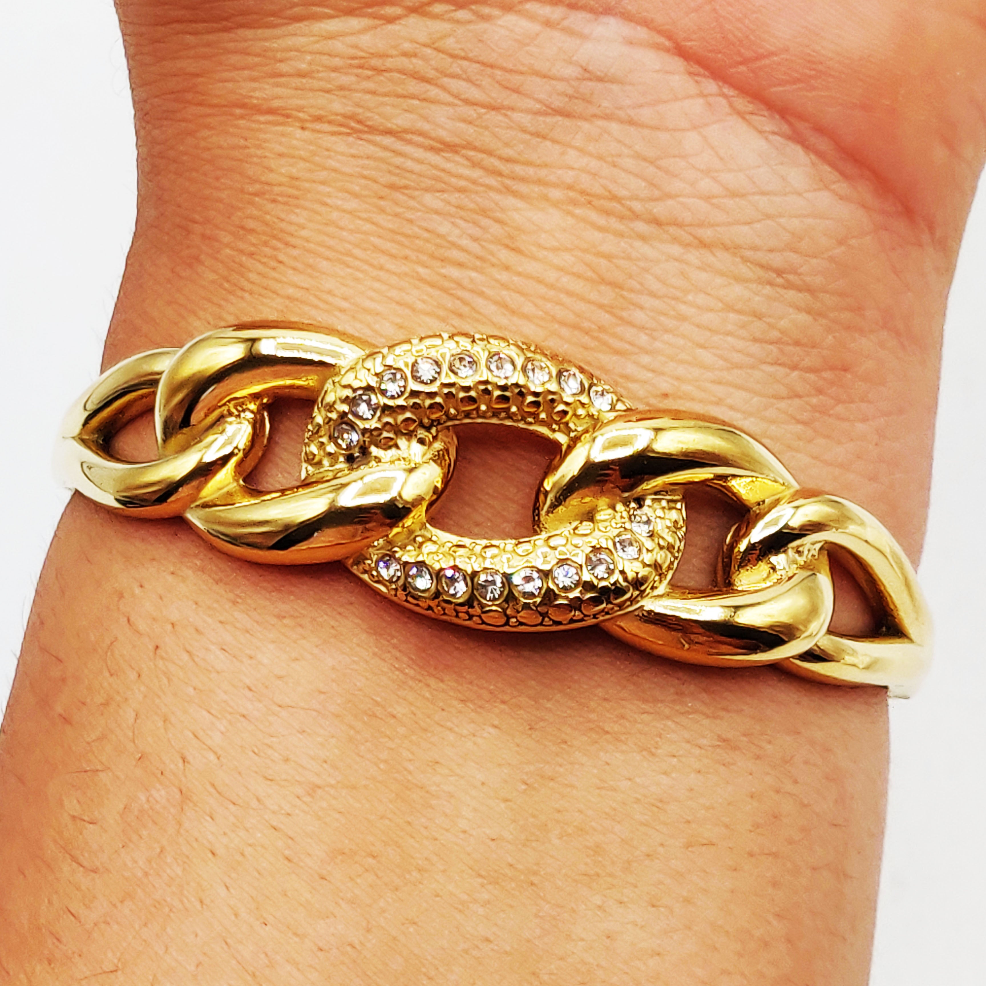 Bracelet Rigide Chaîne Maillon Cristaux Luxe