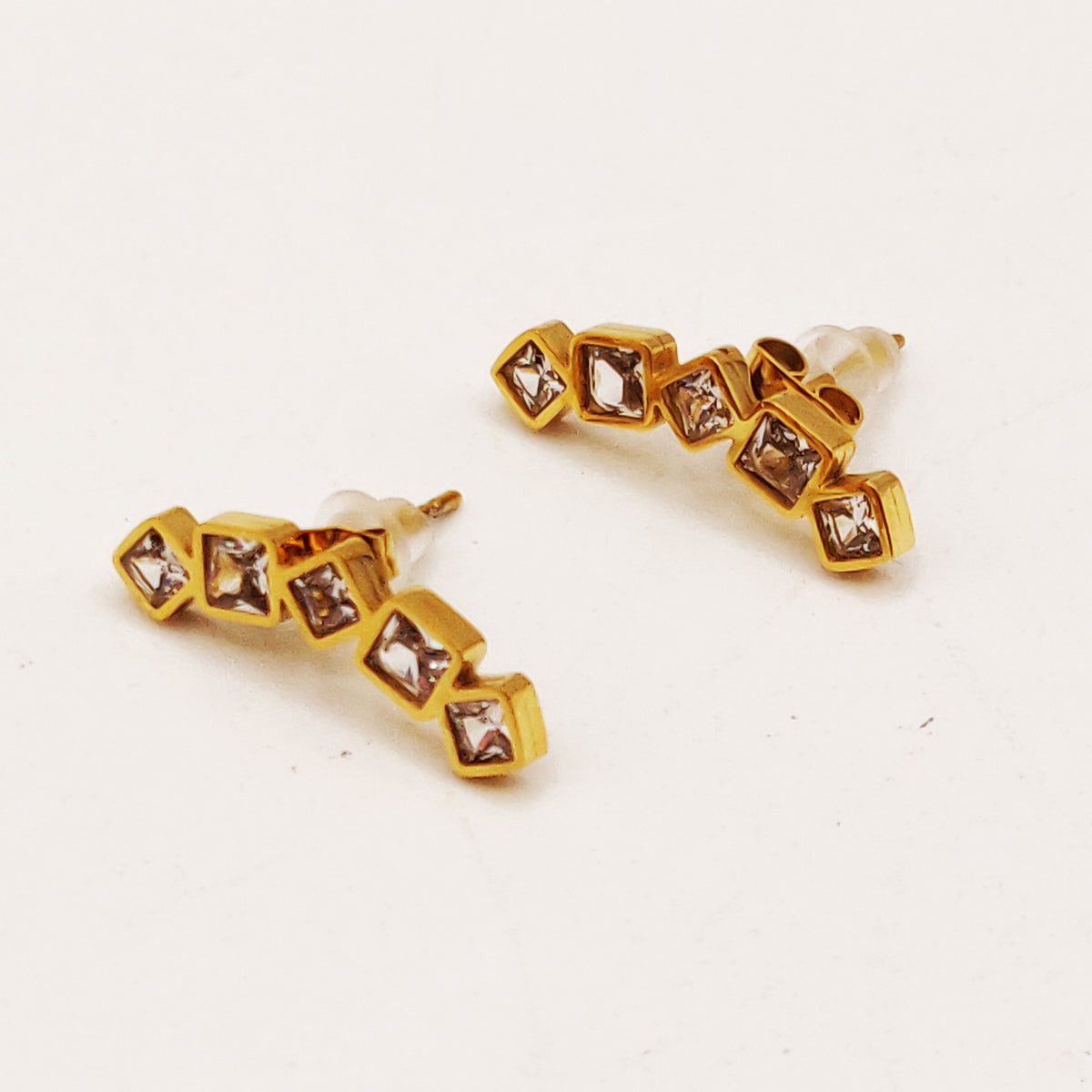 Boucles d'oreilles Lignes de Cristaux Carrés