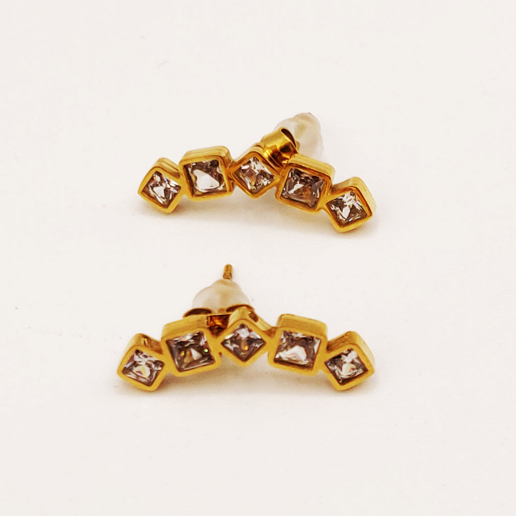 Boucles d'oreilles Lignes de Cristaux Carrés
