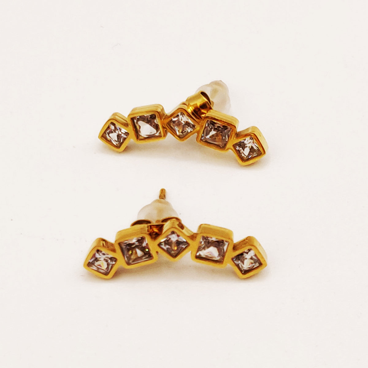 Boucles d'oreilles Lignes de Cristaux Carrés