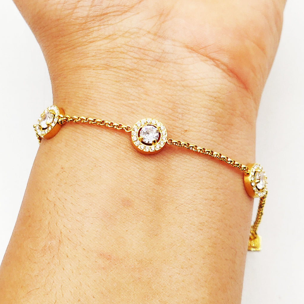 Bracelet Multi Cristaux Ronds Tour Cristaux
