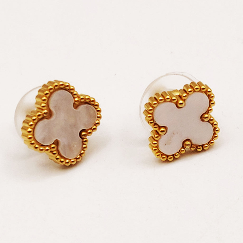 Boucles d'oreilles Trèfles Luxe Blancs