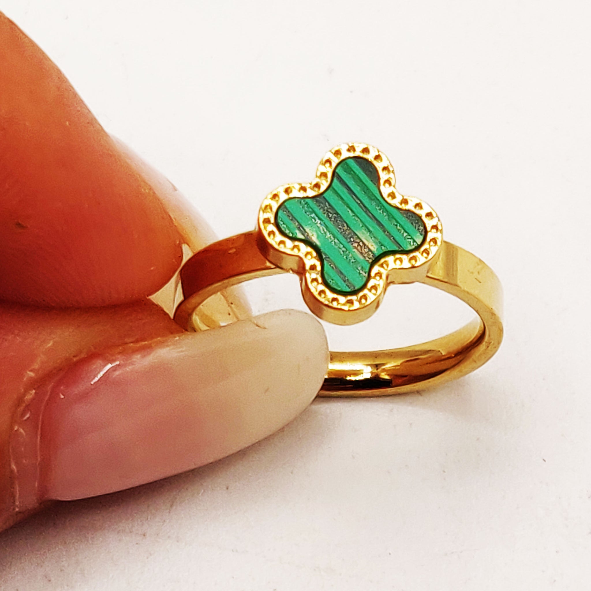 Bague Trèfle Luxe Vert