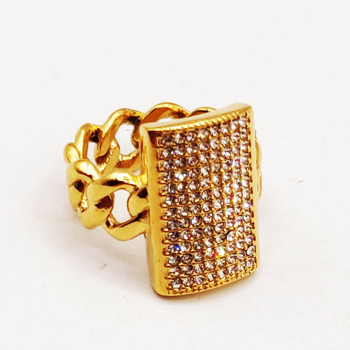 Bague Tresse Rectangle de Cristaux Luxe