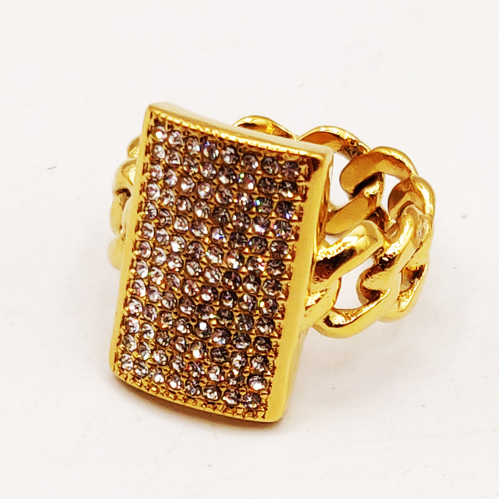 Bague Tresse Rectangle de Cristaux Luxe