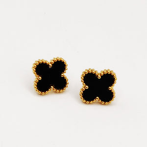 Boucles d'oreilles Trèfles Luxe Noirs