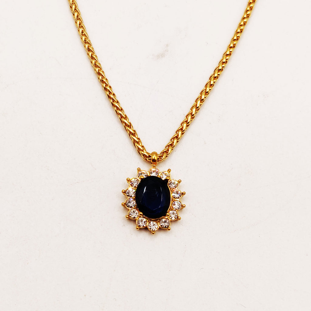 Collier Torsade Grand Soleil Bleu Tour Cristaux Luxe