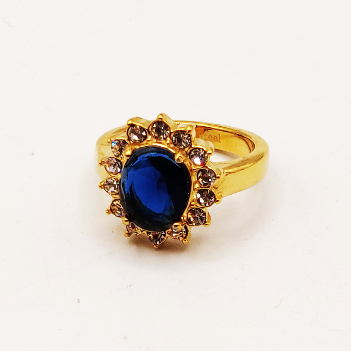 Bague Grand Soleil Bleu Tour Cristaux Luxe