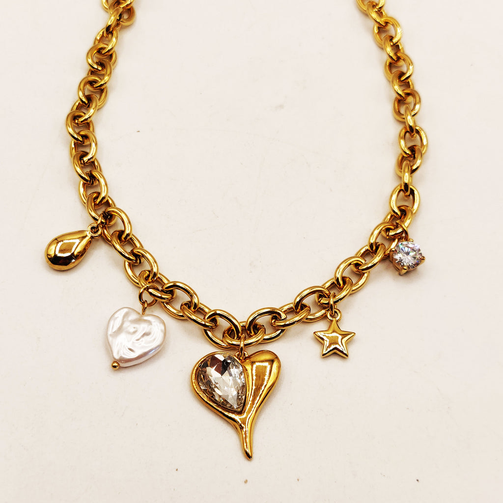 Collier Chaîne Bibelots Coeur Cristal