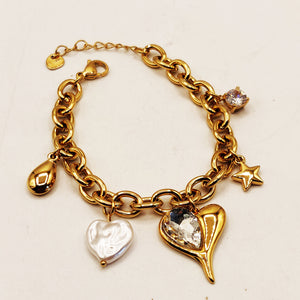 Bracelet Chaîne Bibelots Coeur Cristal