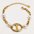 Bracelet Chaîne Perles d'imitation Pendentif H Luxe