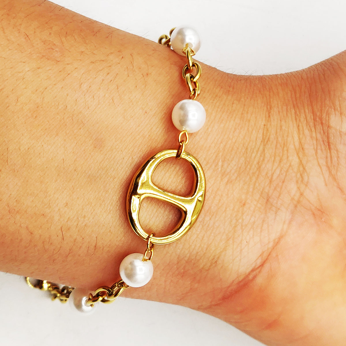 Bracelet Chaîne Perles d'imitation Pendentif H Luxe