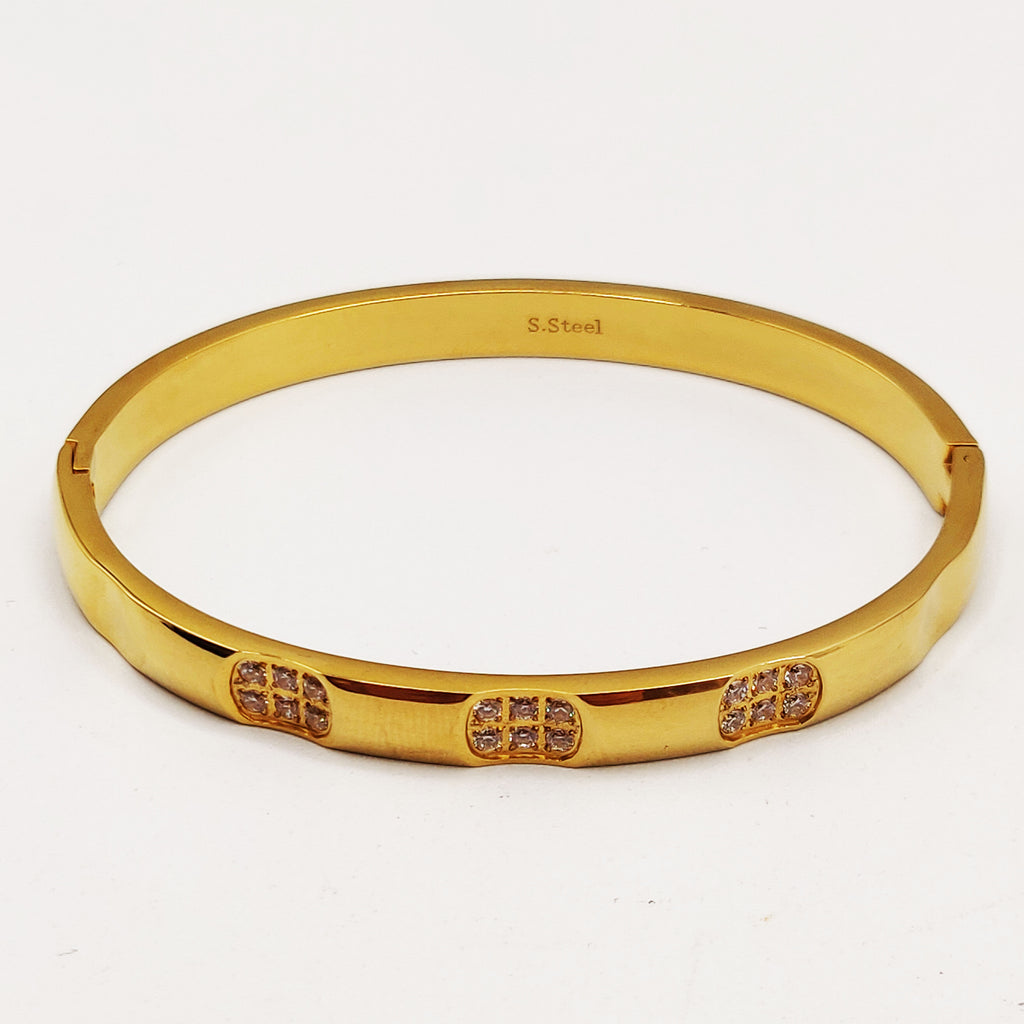 Bracelet Rigide Ovales Creusés Cristaux Luxe