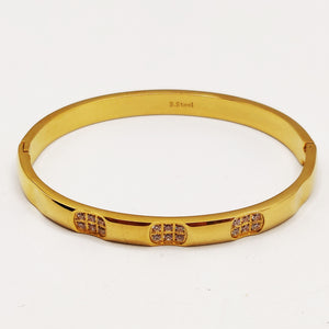 Bracelet Rigide Ovales Creusés Cristaux Luxe