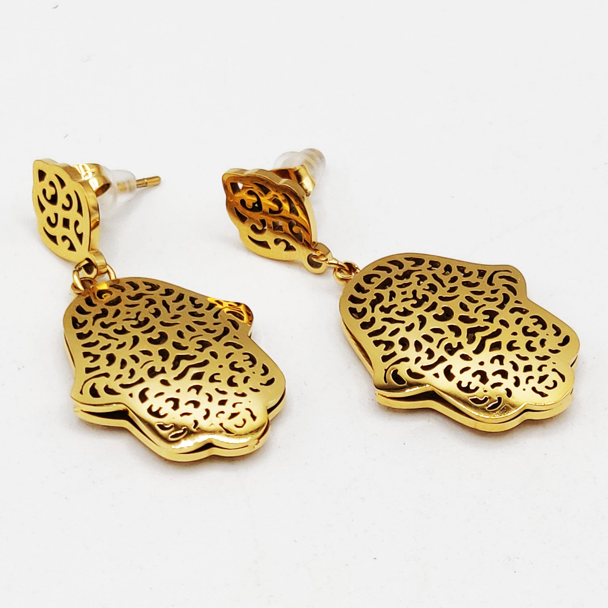 Boucles d'oreilles Torsade Grande Main de Fatma Motifs Orientaux Luxe