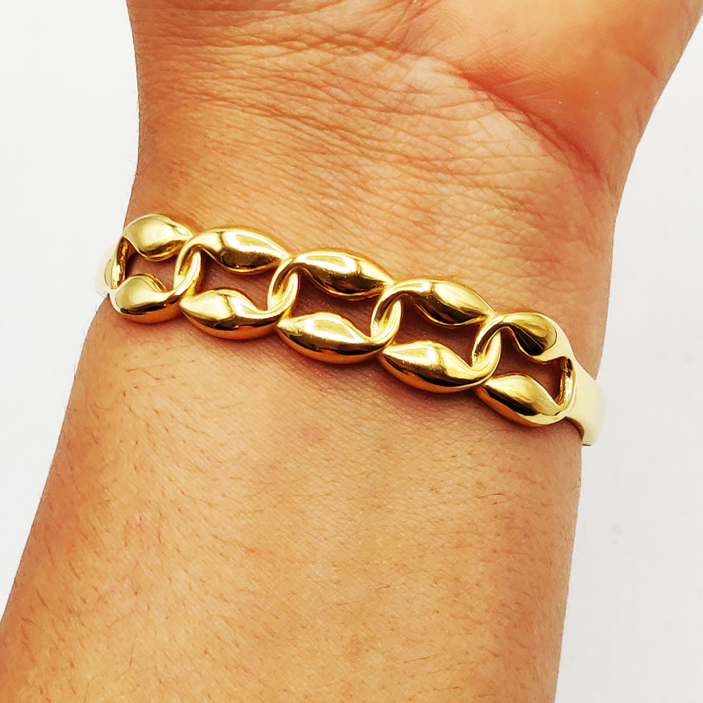 Bracelet Rigide Grandes Graines de Café Luxe