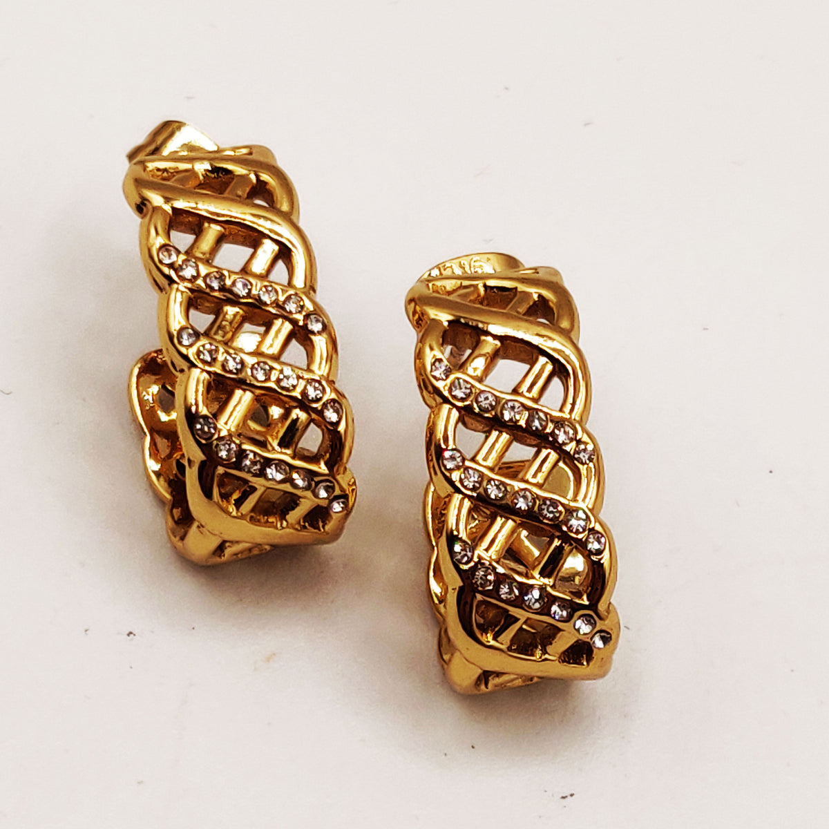 Boucles d'oreilles Tresse Lignes Cristaux