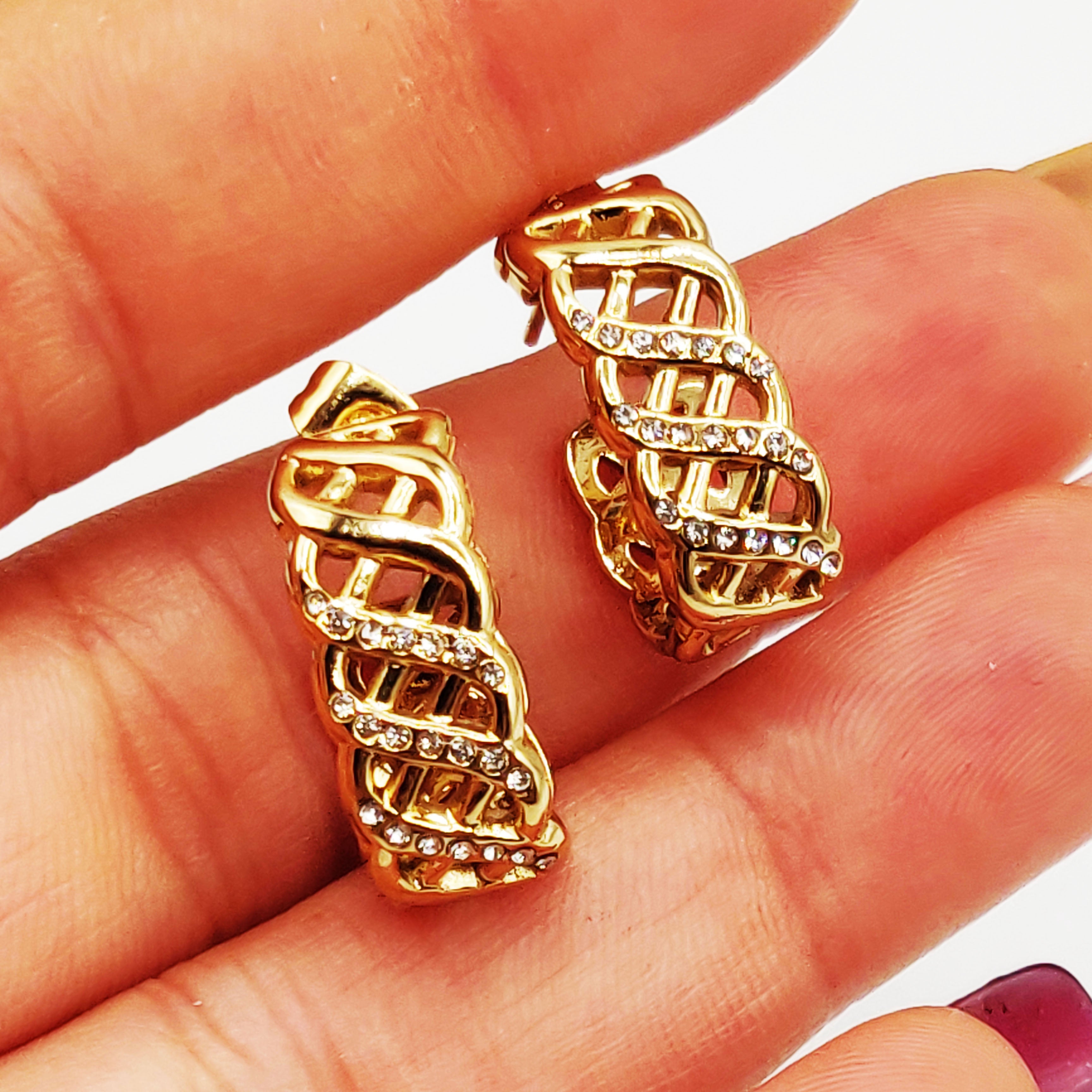 Boucles d'oreilles Tresse Lignes Cristaux