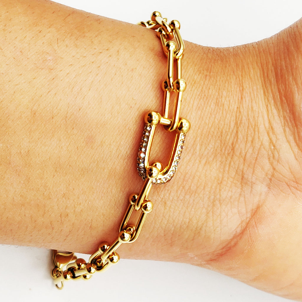 Bracelet Grand T Luxe Cristaux Luxe