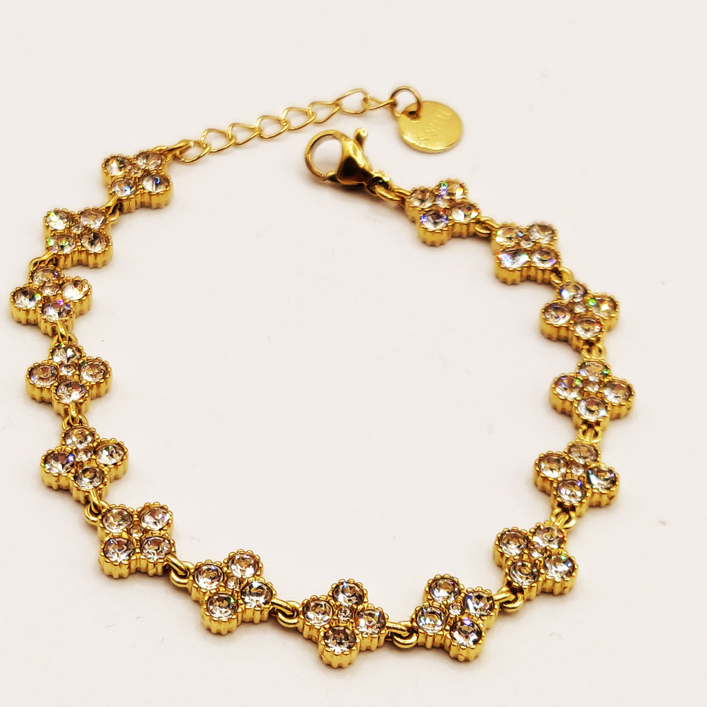 Bracelet Multi Trèfles 4 Cristaux Luxe