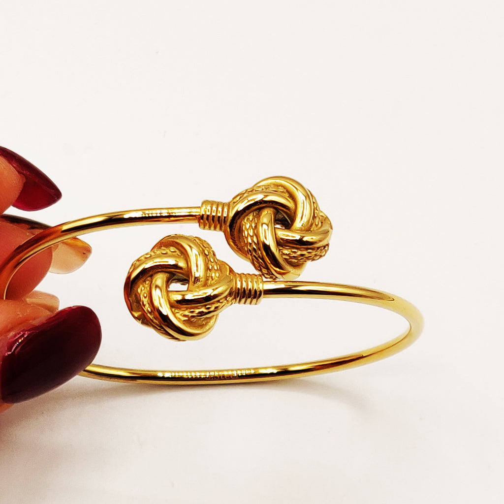 Bracelet Rigide Torsade Boule de Noeuds Luxe