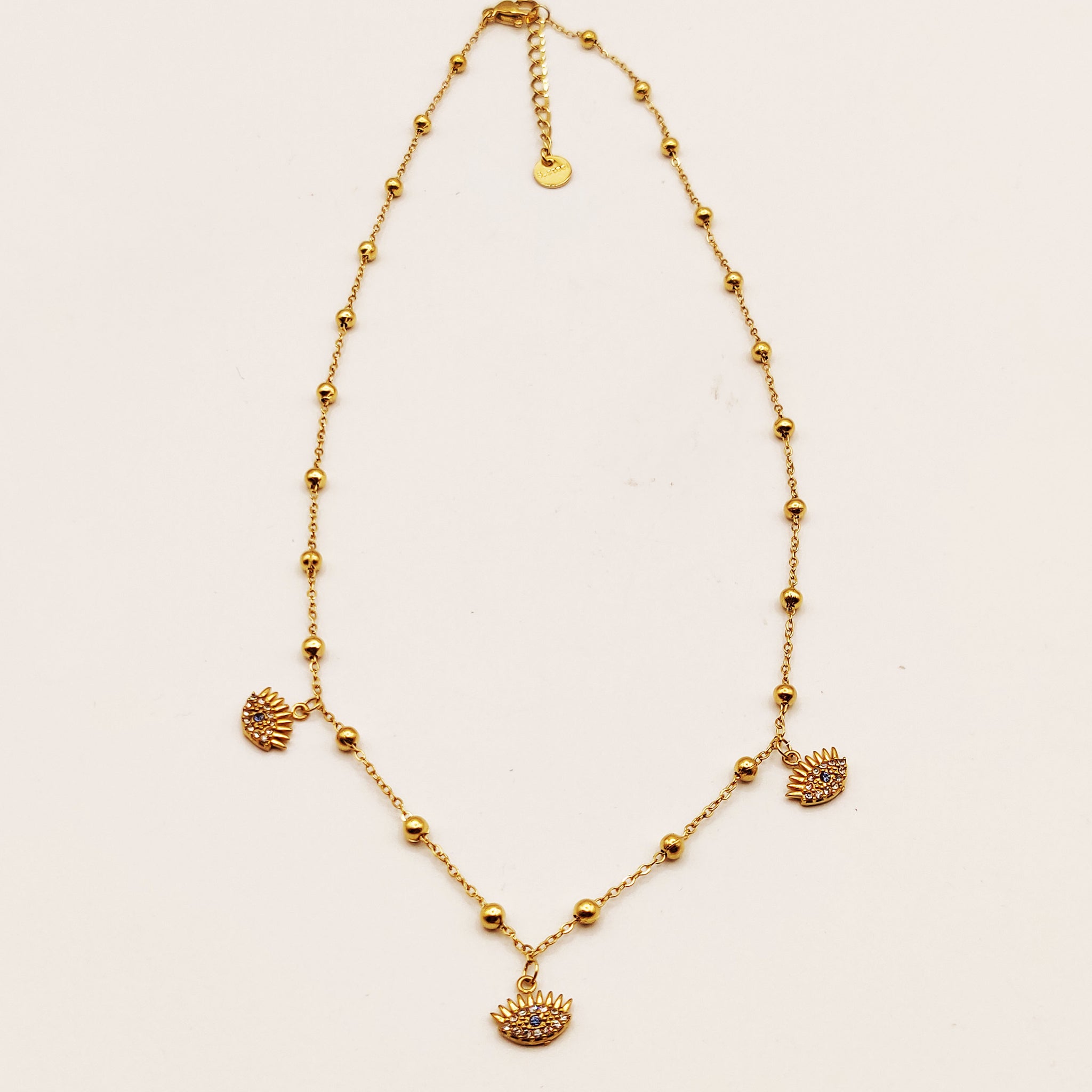 Collier Oeil Cristaux et Perles d'imitation Dorées