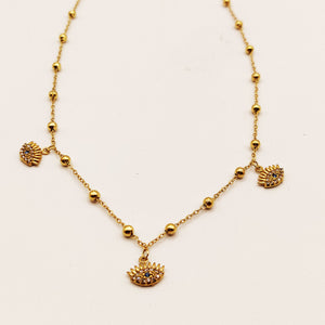 Collier Oeil Cristaux et Perles d'imitation Dorées