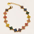 Bracelet Multi Trèfles 4 Cristaux Multicolores Luxe