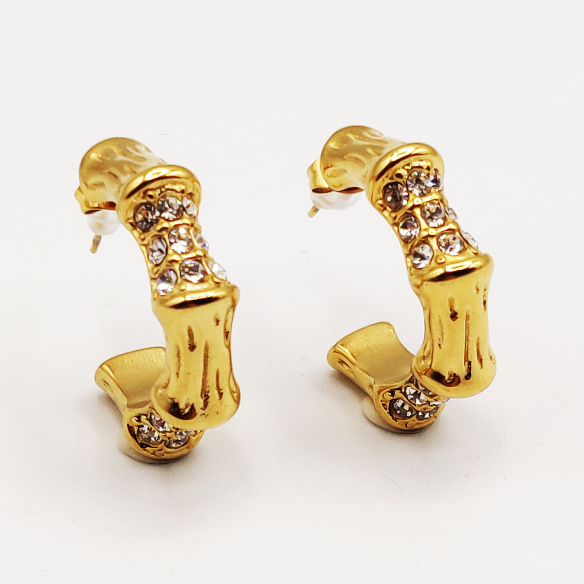 Boucles d'oreilles Créoles Os Cristaux Luxe