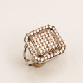 Bague Bosses Carré Cristaux Luxe Argenté