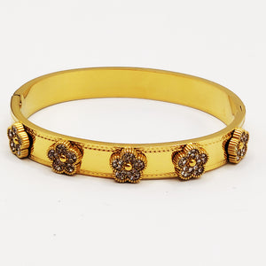 Bracelet Rigide Marguerites Cristaux Luxe