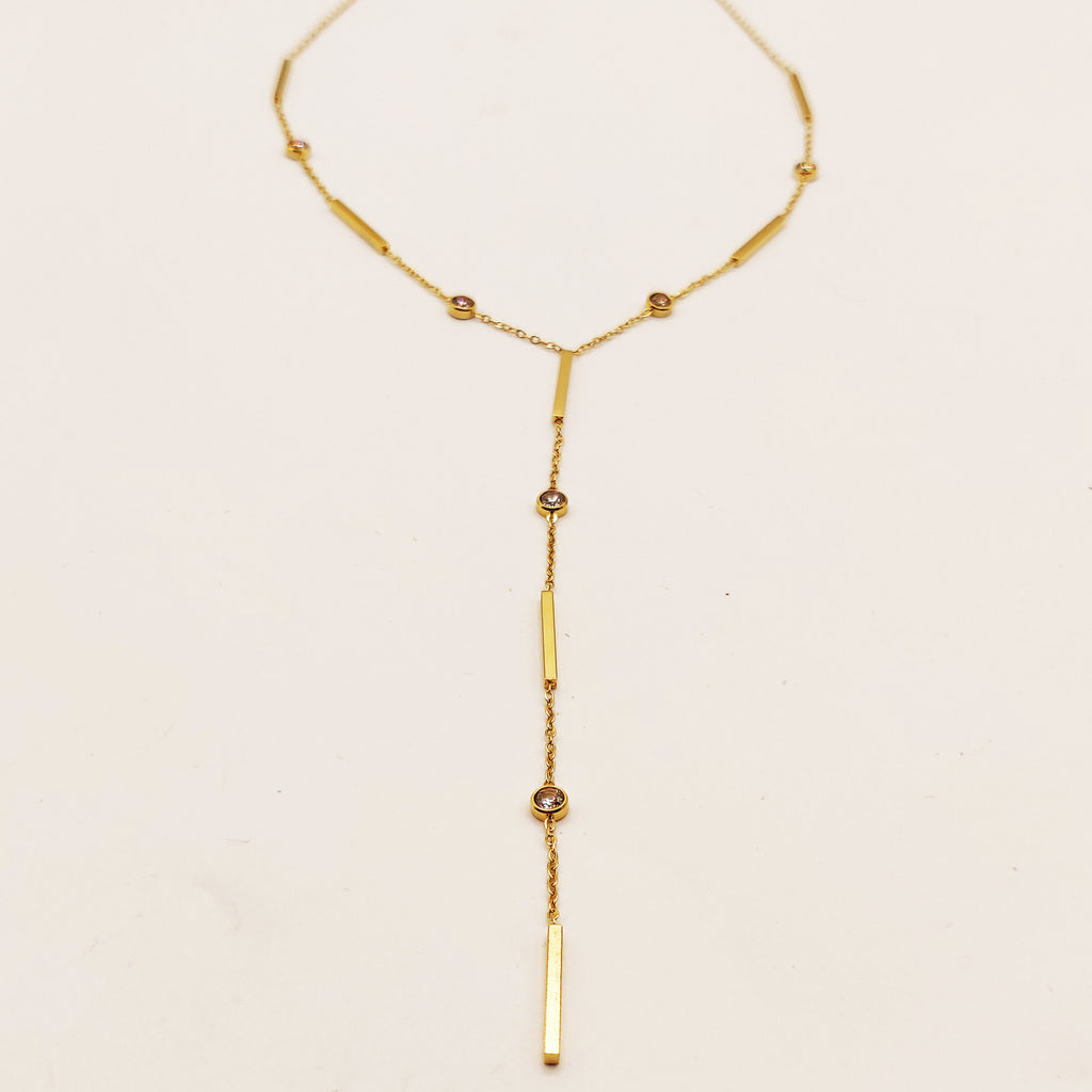 Collier Multi Barres et Cristaux Luxe