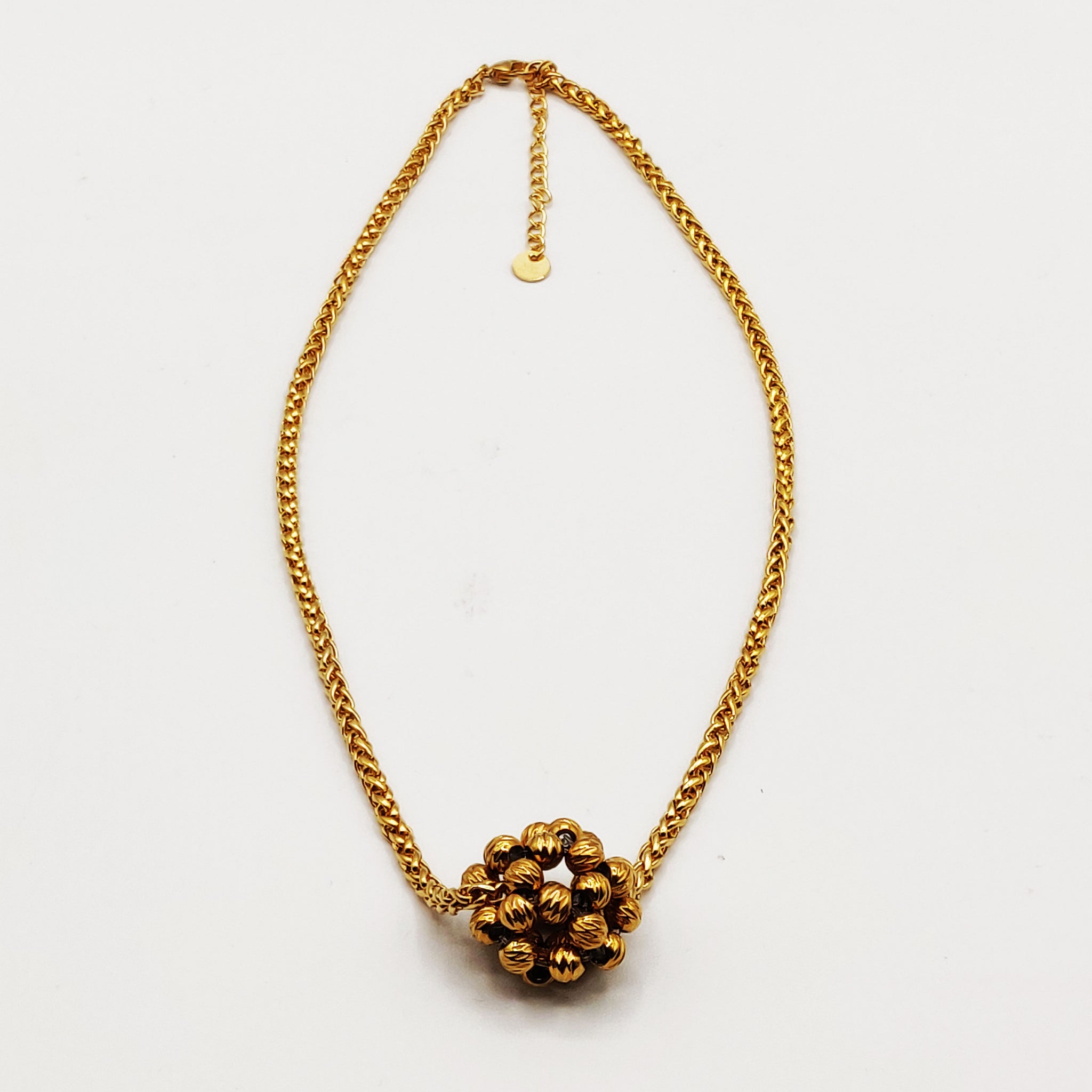 Collier Torsade Boule de Perles d'imitation Dorées