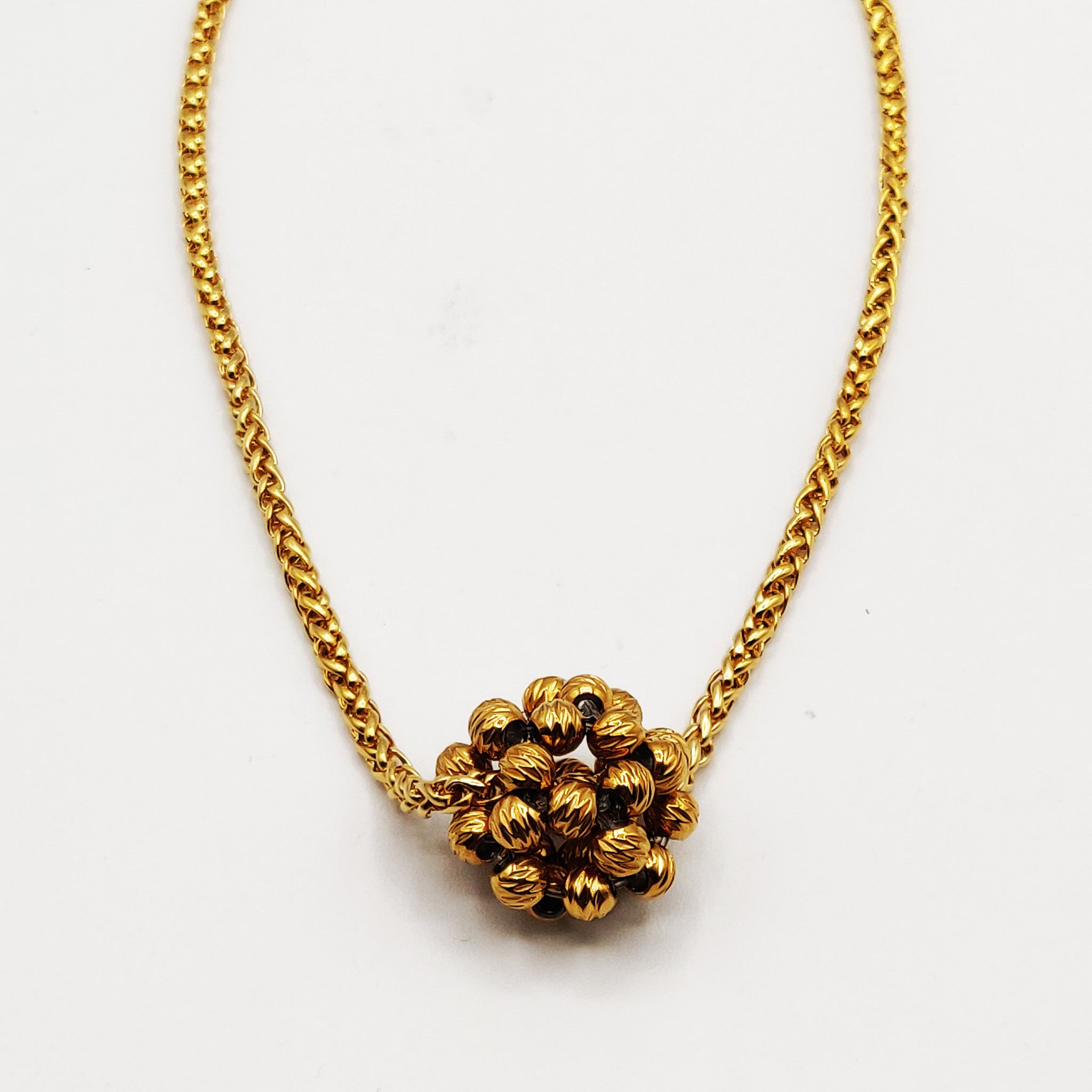 Collier Torsade Boule de Perles d'imitation Dorées