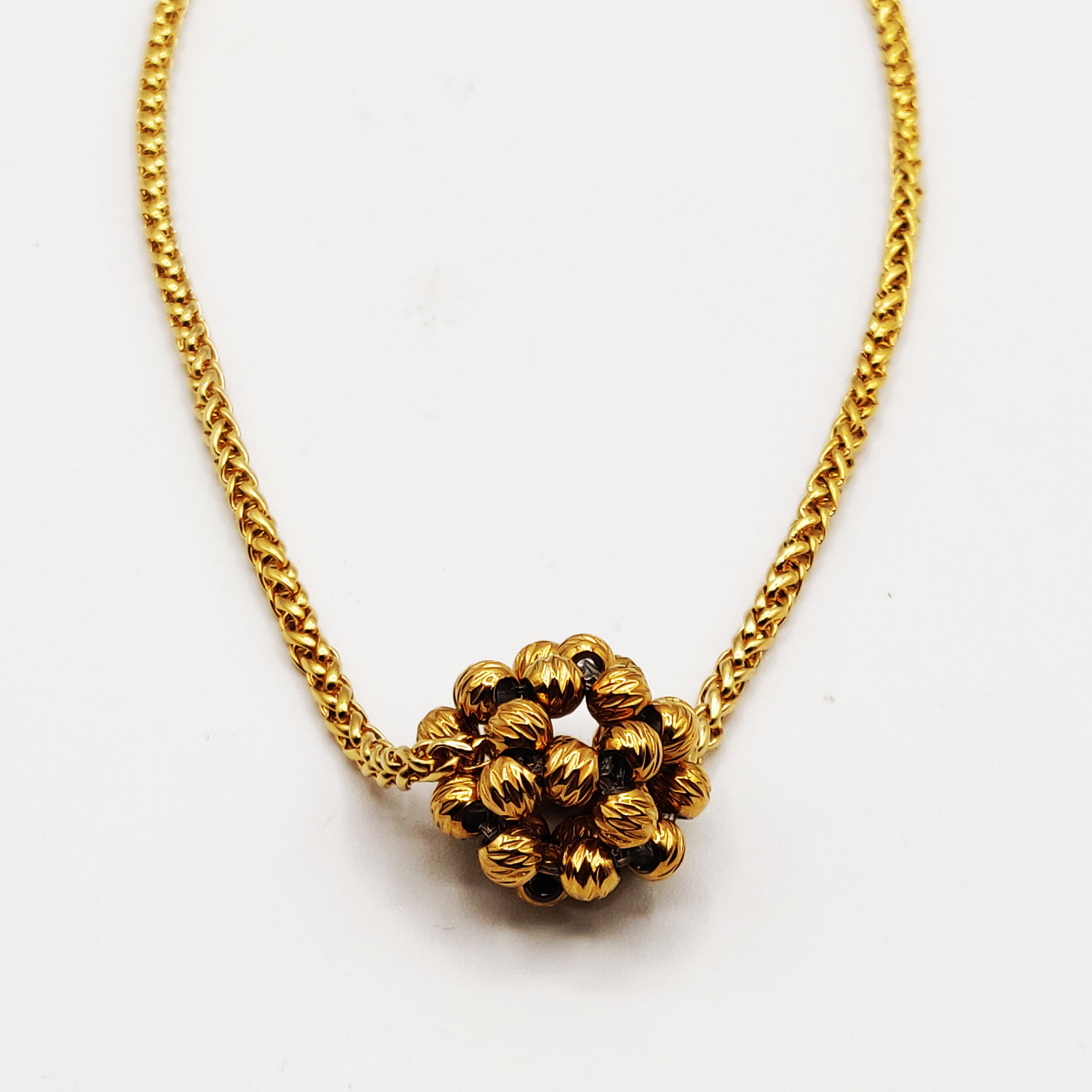 Collier Torsade Boule de Perles d'imitation Dorées