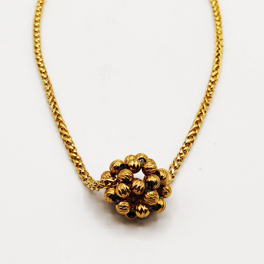 Collier Torsade Boule de Perles d'imitation Dorées